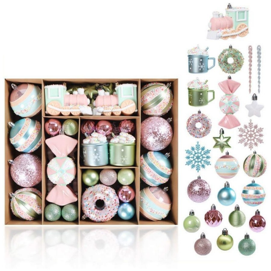 Candy Christmas Ornament Set – 70 Piece