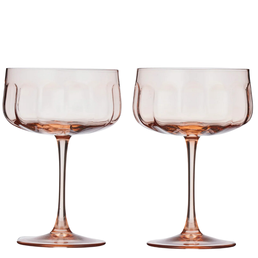 Studio Glass Coupe Set Of 2 - Peach