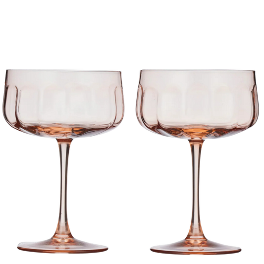 Studio Glass Coupe Set Of 2 - Peach