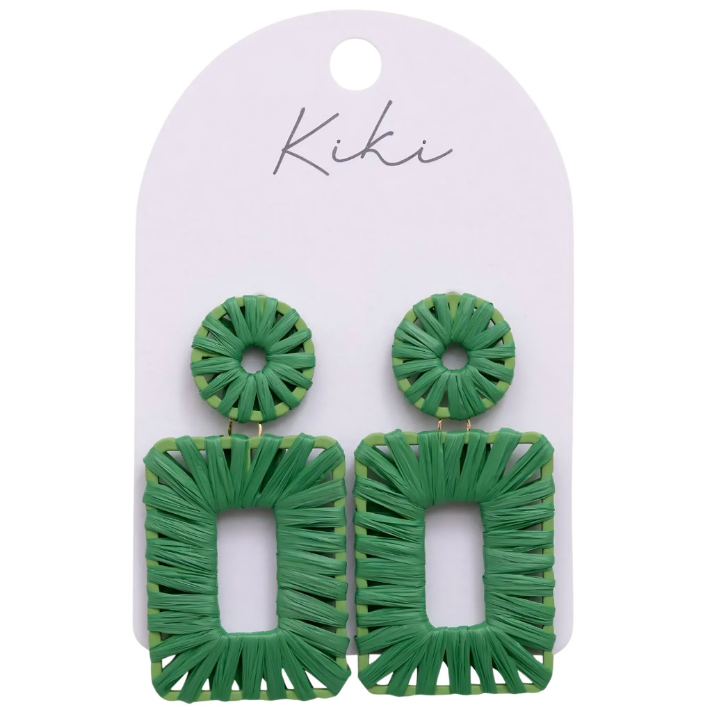 Kiki Earrings - Green Rectangle