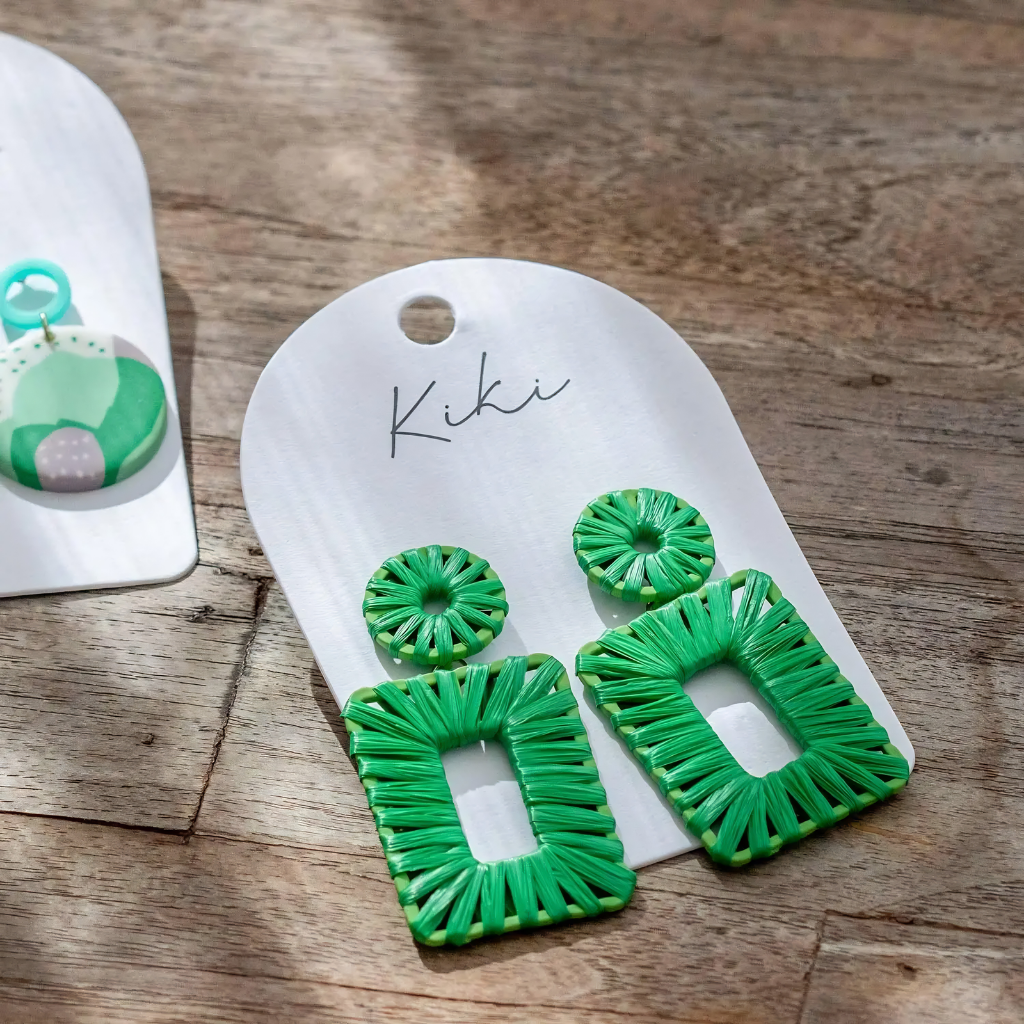 Kiki Earrings - Green Rectangle