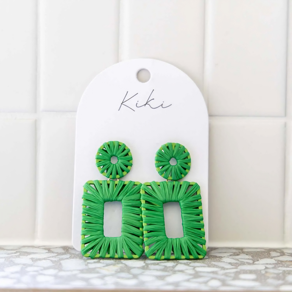 Kiki Earrings - Green Rectangle