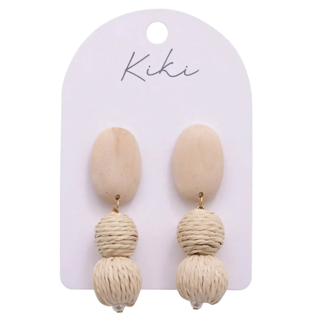 Kiki Earrings - Raw Wood Drop