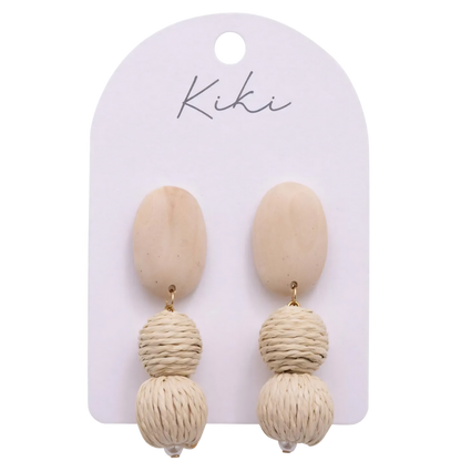 Kiki Earrings - Raw Wood Drop
