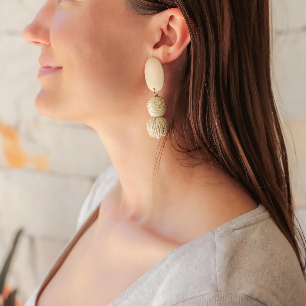 Kiki Earrings - Raw Wood Drop