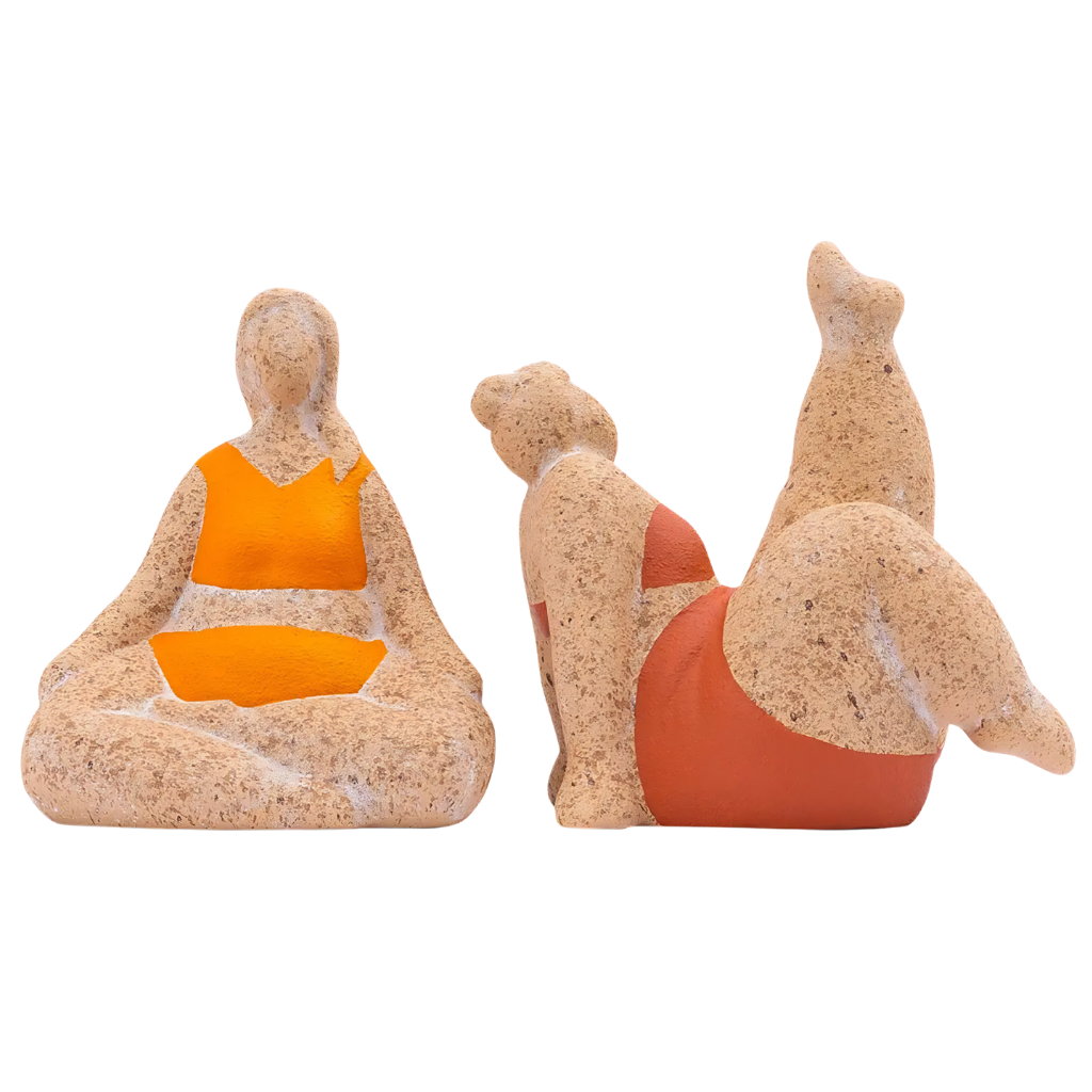 Billie Bathing Terracotta Statue - Orange
