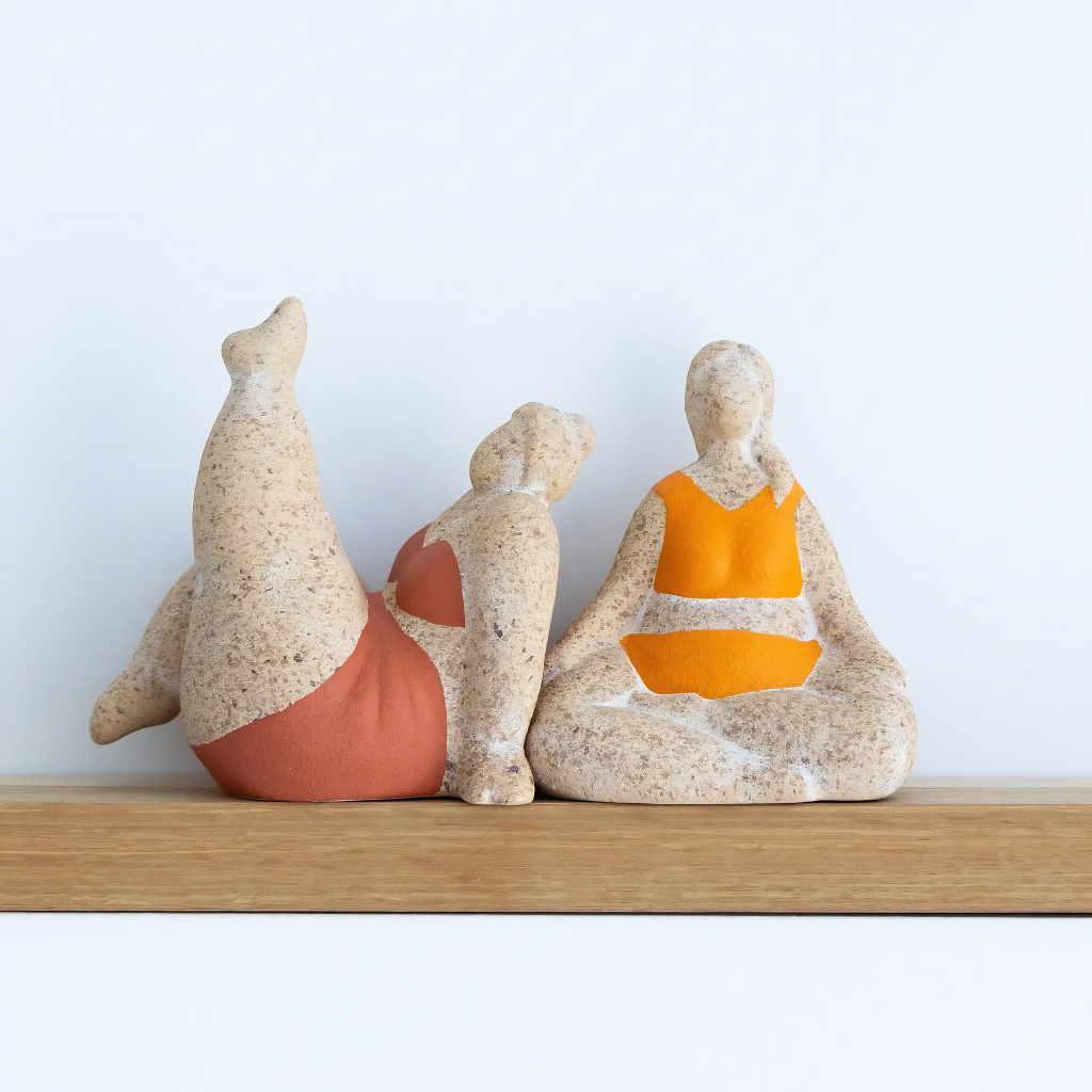 Billie Bathing Terracotta Statue - Orange