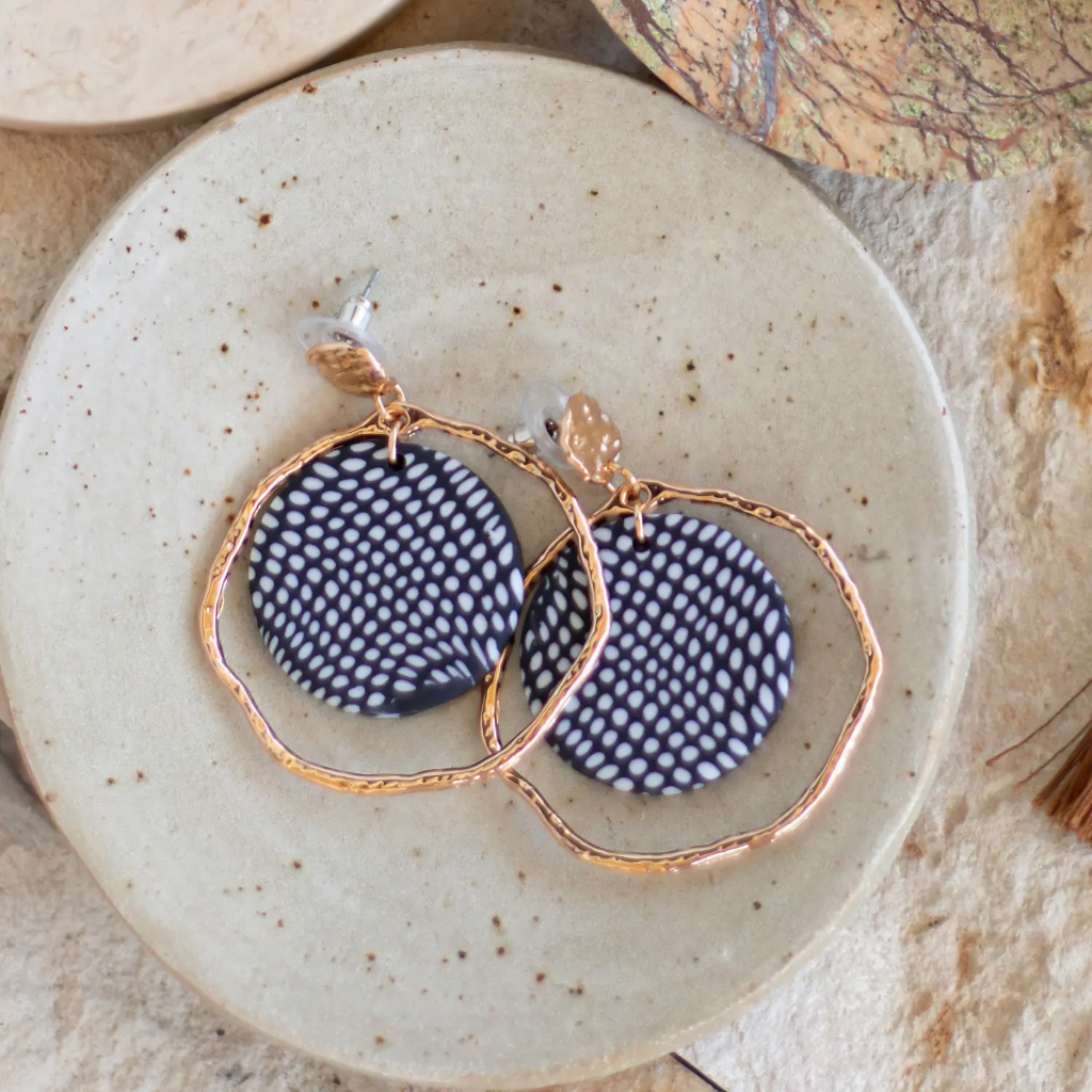 Kiki Earrings - Monochrome Clay Hoops