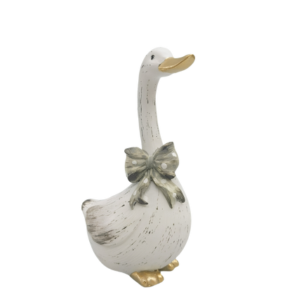 Resin Goose Ornament With Bow - Small