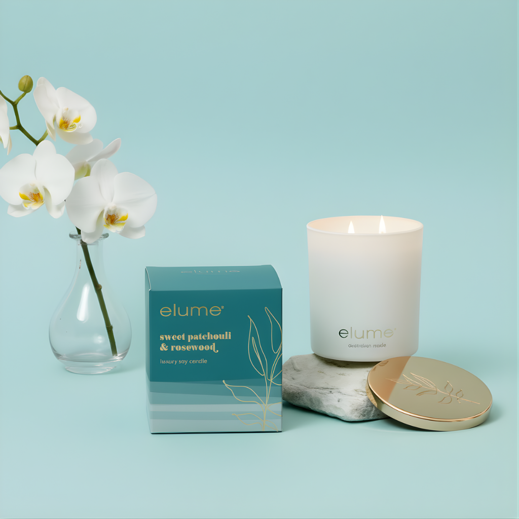 Elume: Sweet Patchouli & Rosewood Candle