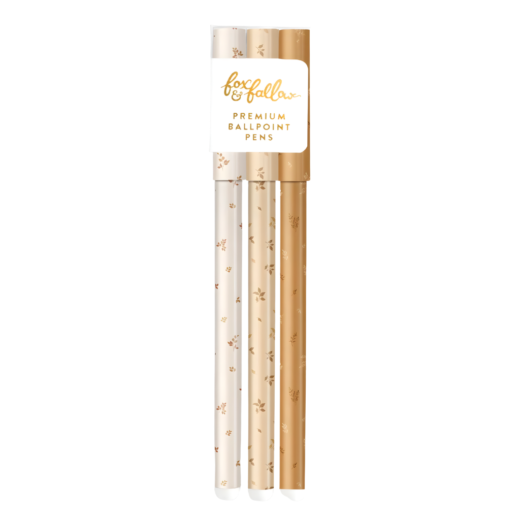 Fox & Fallow Broderie Mustard Ballpoint Pen Pack