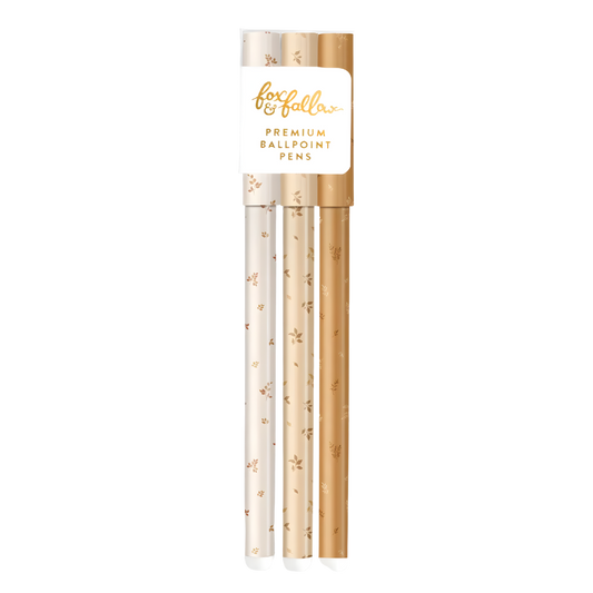 Fox & Fallow Broderie Mustard Ballpoint Pen Pack