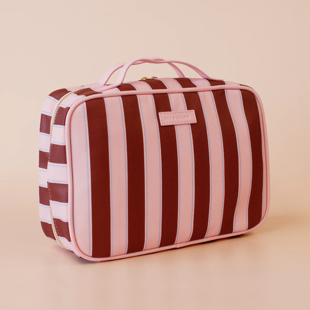 Fox & Fallow Burgundy Stripe Cosmetic Bag