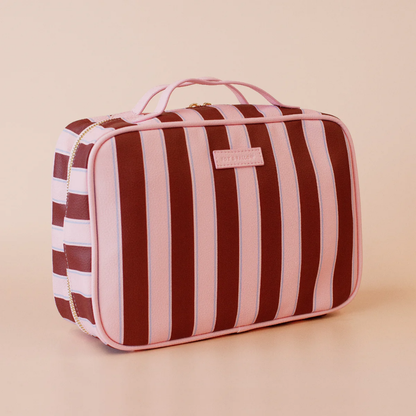 Fox & Fallow Burgundy Stripe Cosmetic Bag