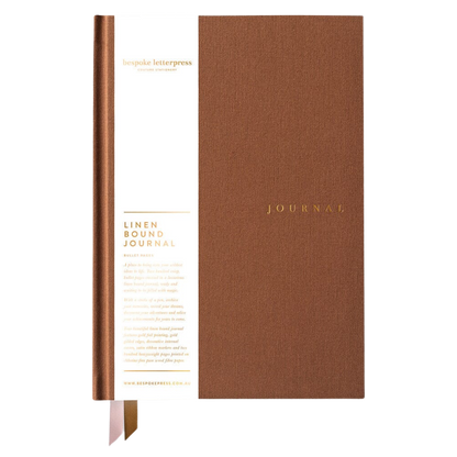 Bespoke Letterpress Linen Bound Journal Mocha