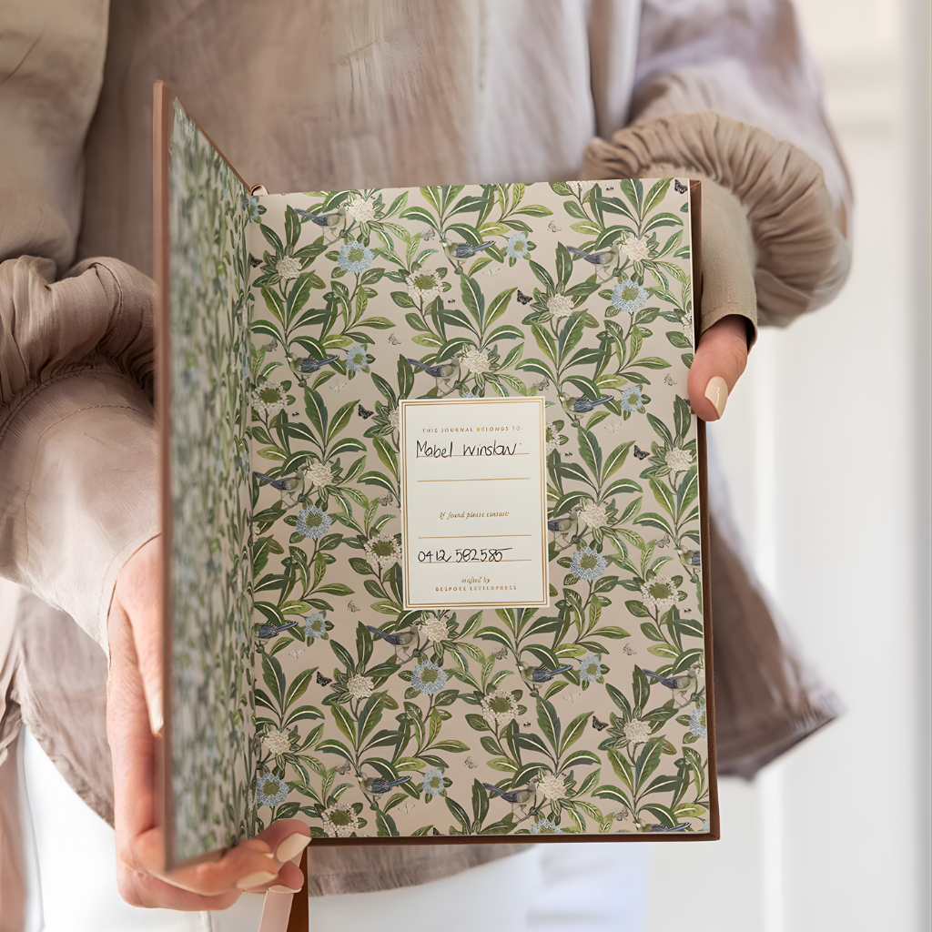 Bespoke Letterpress Linen Bound Journal Mocha