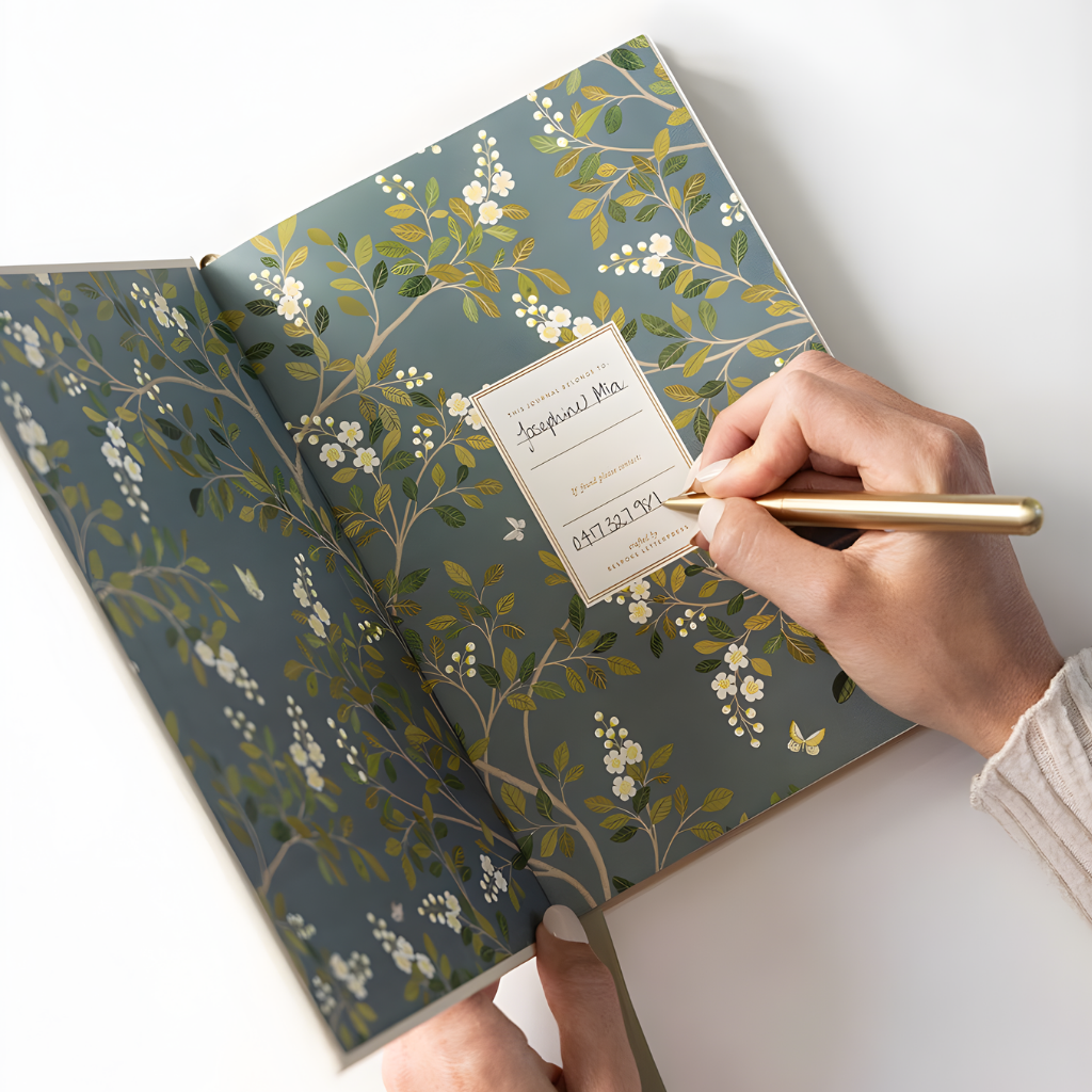 Bespoke Letterpress Linen Bound Journal Desert Sand