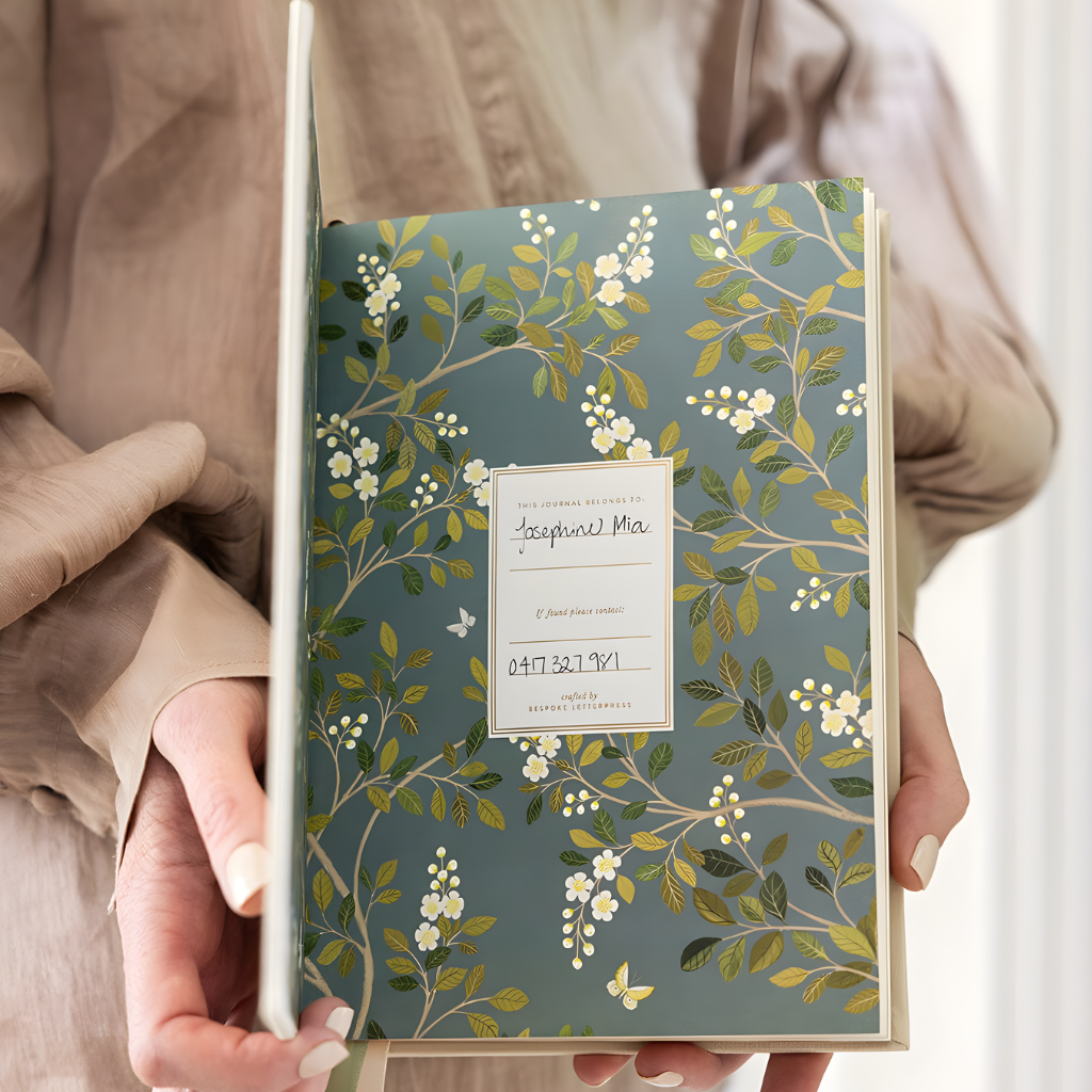 Bespoke Letterpress Linen Bound Journal Desert Sand