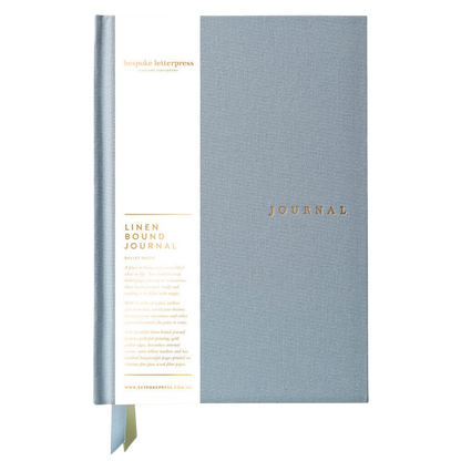 Bespoke Letterpress Linen Bound Journal Luna Blue