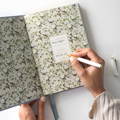 Bespoke Letterpress Linen Bound Journal Luna Blue
