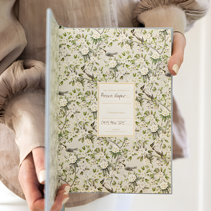 Bespoke Letterpress Linen Bound Journal Luna Blue