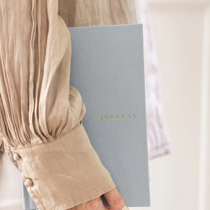Bespoke Letterpress Linen Bound Journal Luna Blue