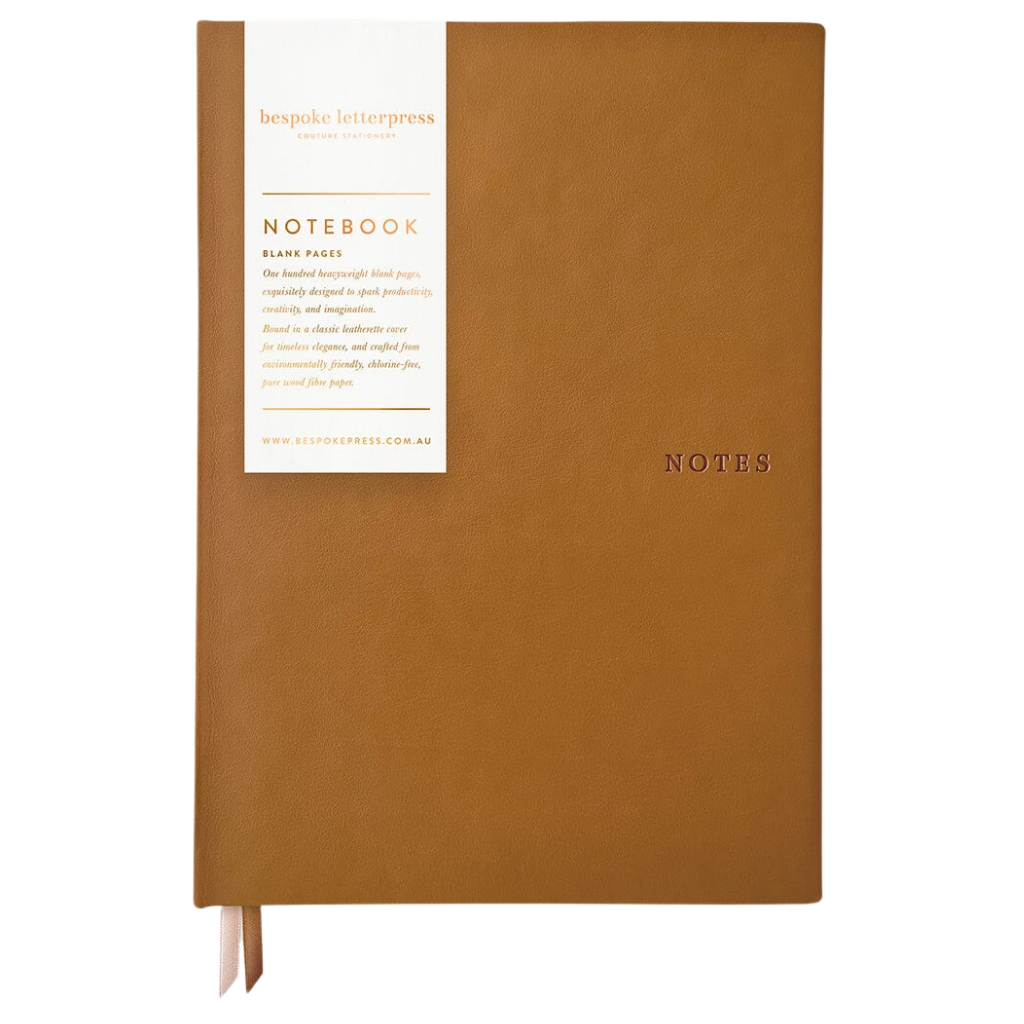 Bespoke Letterpress Notebook - Coffee (Blank)