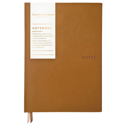Bespoke Letterpress Notebook - Coffee (Blank)
