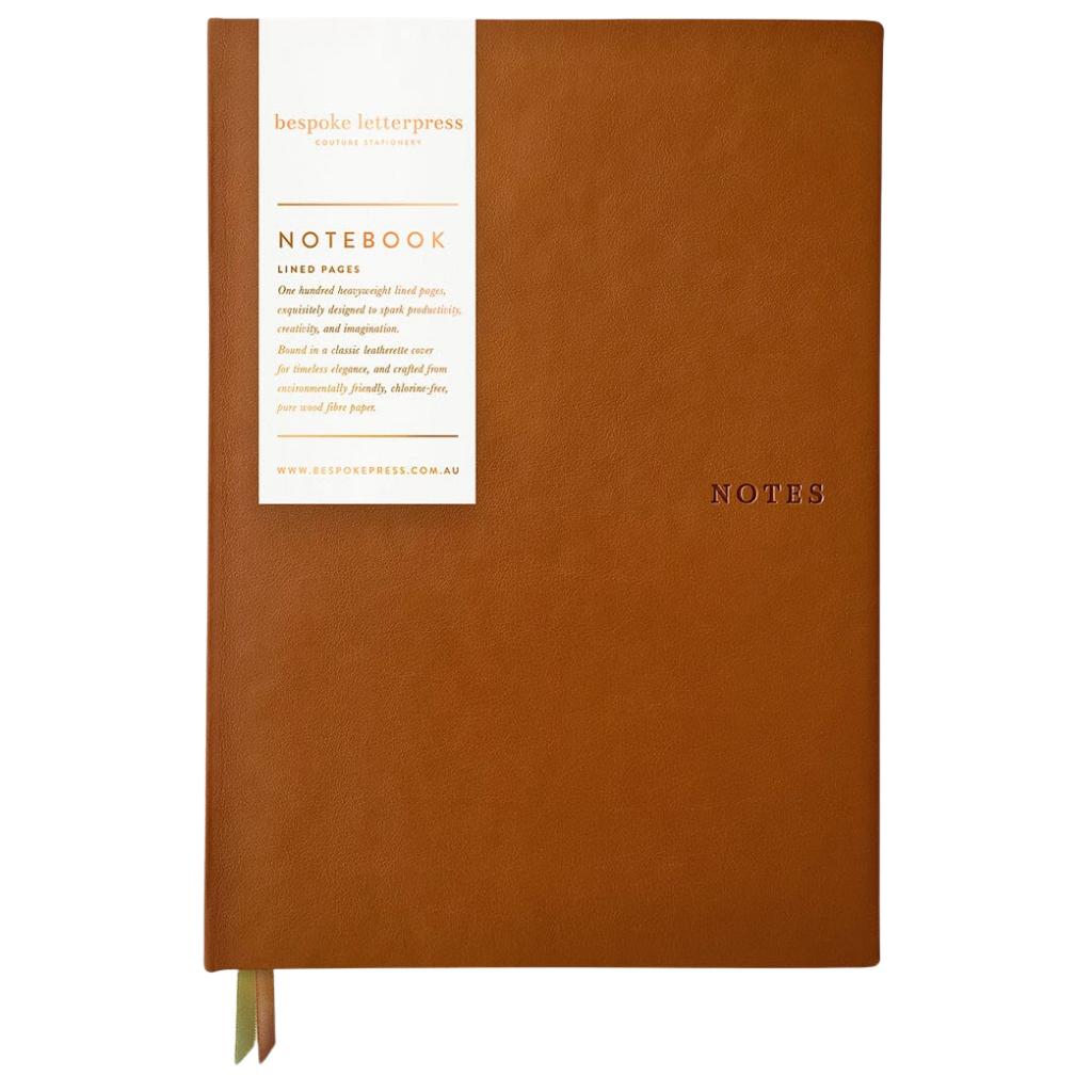 Bespoke Letterpress Notebook - Tan (Lined)