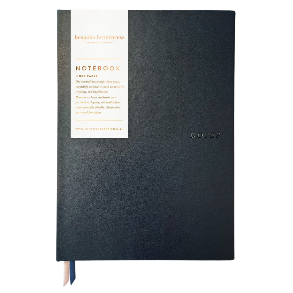 Bespoke Letterpress Notebook - Midnight (Lined)