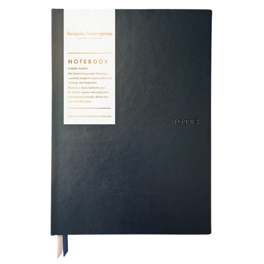 Bespoke Letterpress Notebook - Midnight (Lined)