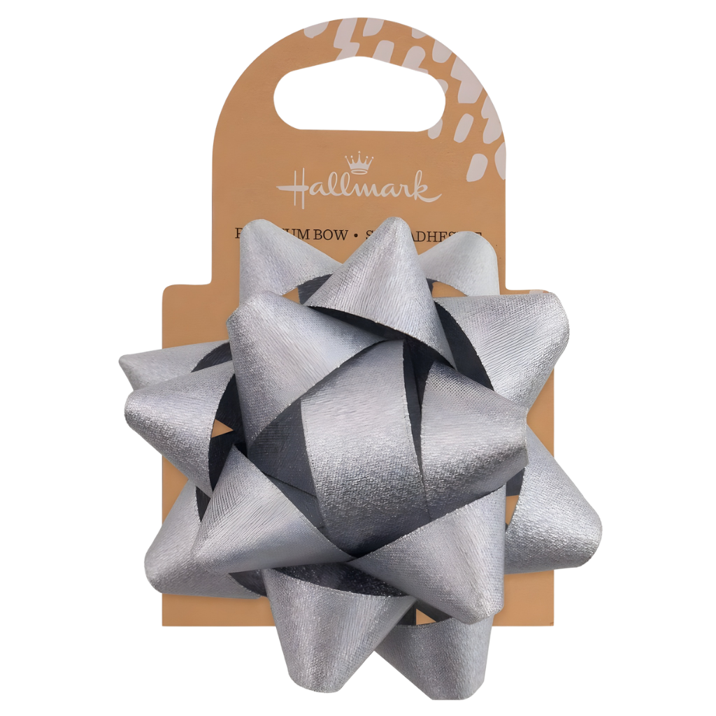 Fabric Gift Bow - Silver (10cm) 