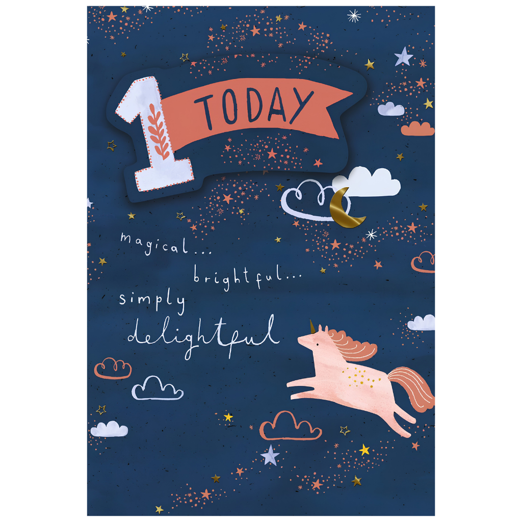 Greeting Card (Premium) - Age 1 Unicorn
