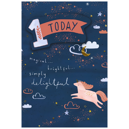 Greeting Card (Premium) - Age 1 Unicorn