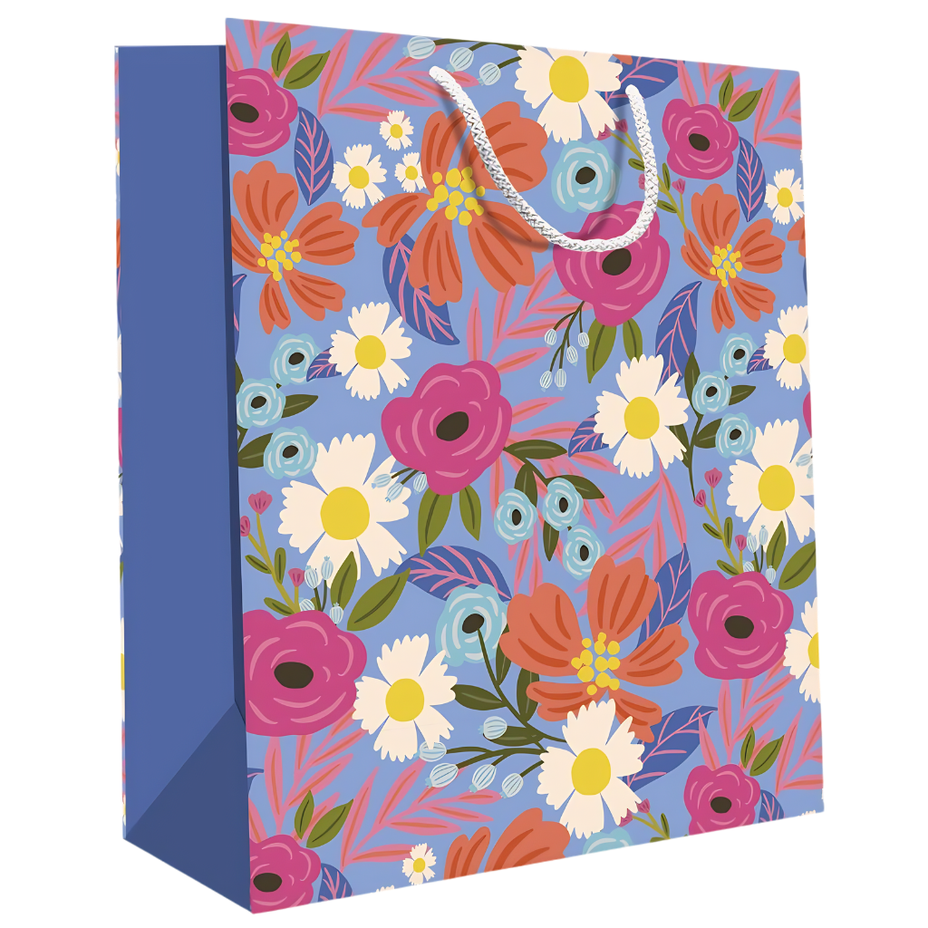 Gift Bag - Pastel Blue Florals (Med) 