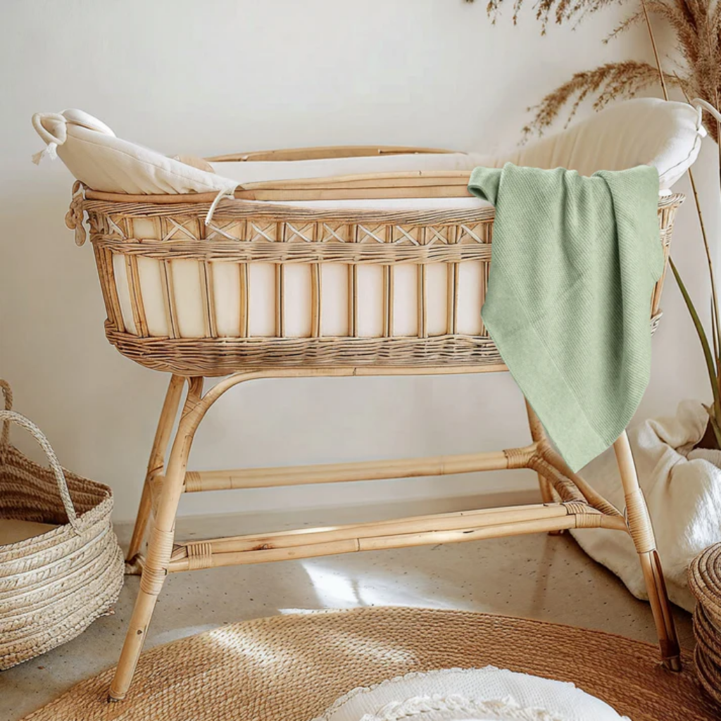 Classic Cotton Knit Blanket (Mantis Green)