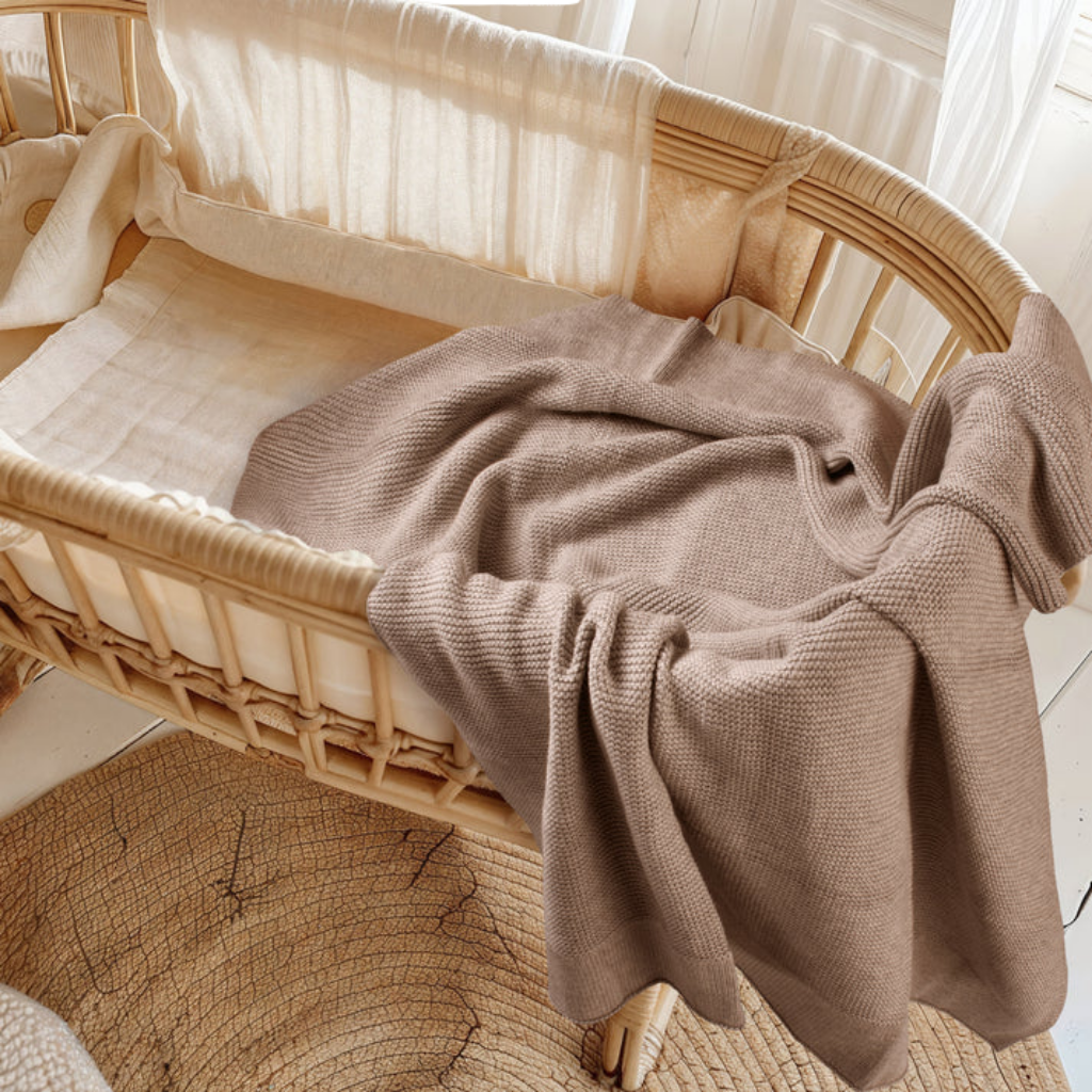 Classic Cotton Knit Blanket (Mocha)
