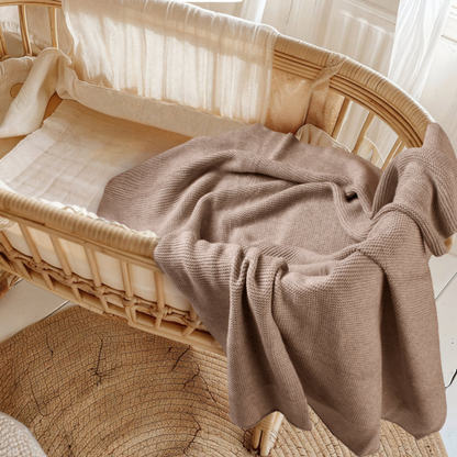 Classic Cotton Knit Blanket (Mocha)