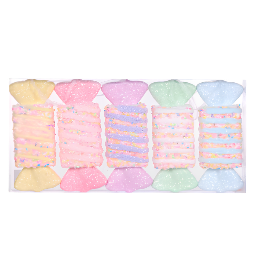 Holly & Ivy Pastel Wrapped Sprinkle Lollies – 5 Pack