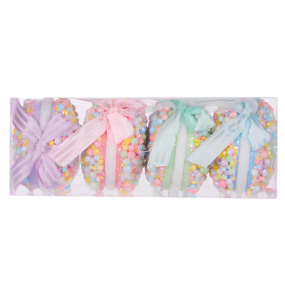 Holly & Ivy Pastel Sprinkle Macaron Decorations – 4 Pack