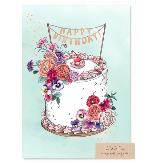 Floral Birthday Cake Card